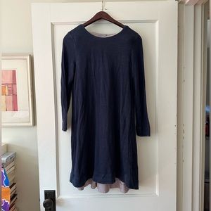 Cos - Navy Asymmetrical Hem Shift Dress - size S